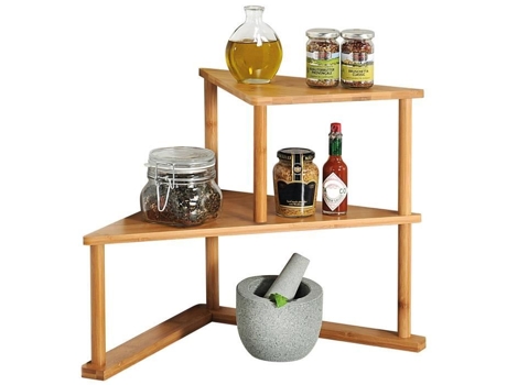 Estante De Canto Kesper 2 Níveis Madeira De Bambu Estilo Escandinavo 29,5 X 39,3 X 52 Cm