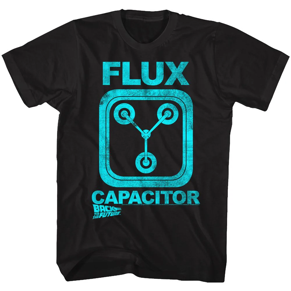 Unisex Adult T-shirt Rockinstone Back To The Future Movie Flux Black Sizexl