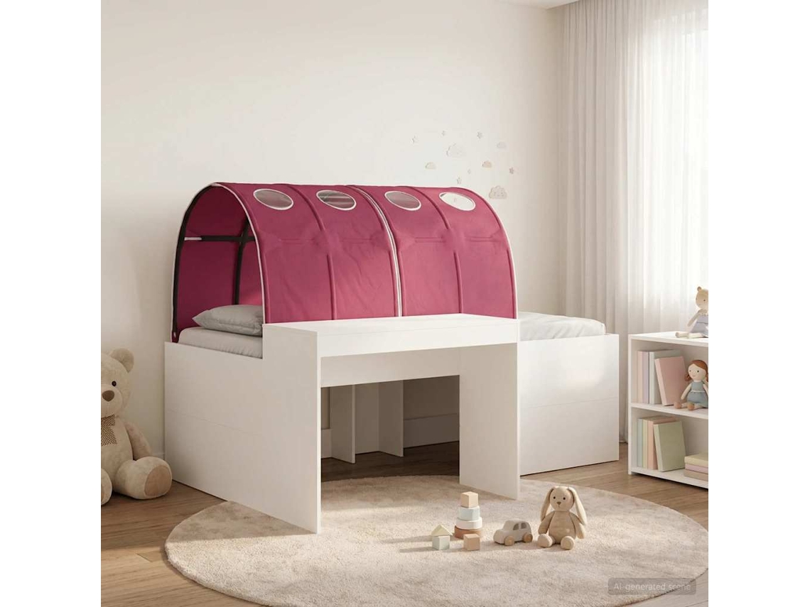 Vidaxl Cama com Túnel 3 Unid. Branco e Vermelho Madeira Processada