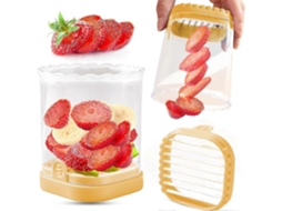 Fatiador De Frutas, Morangos, Bananas, Uvas, Ovos E Frutas Destacáveis ​​com Prato De Empurrar. Everley891