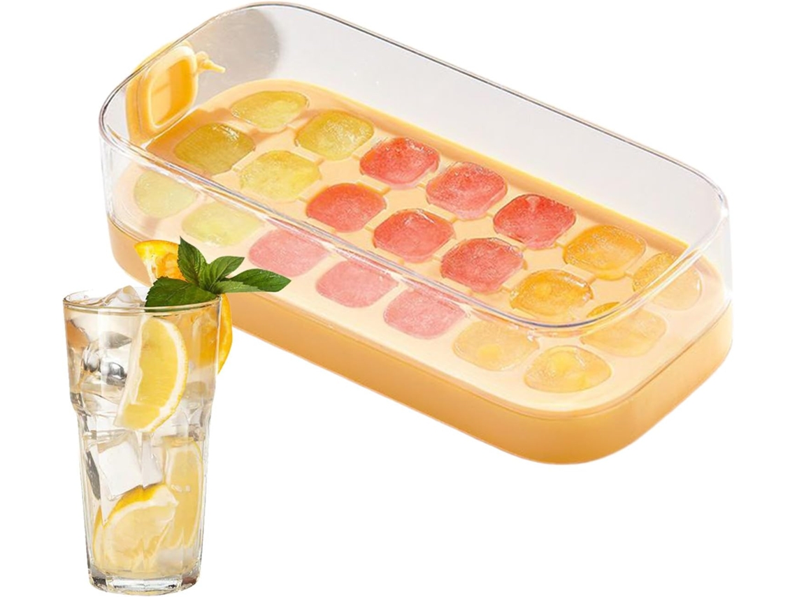 Forma De Gelo Com Tampa 21 Compartimentos De Silicone, Forma De Gelo Para Freezer, Molde Flexível Gokoco