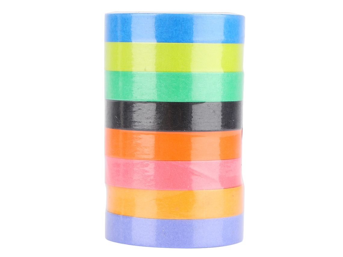 Rolo de fita adesiva mini 8 peças, cor pura, material de escritório para estudantes, fita adesiva Slowmoose