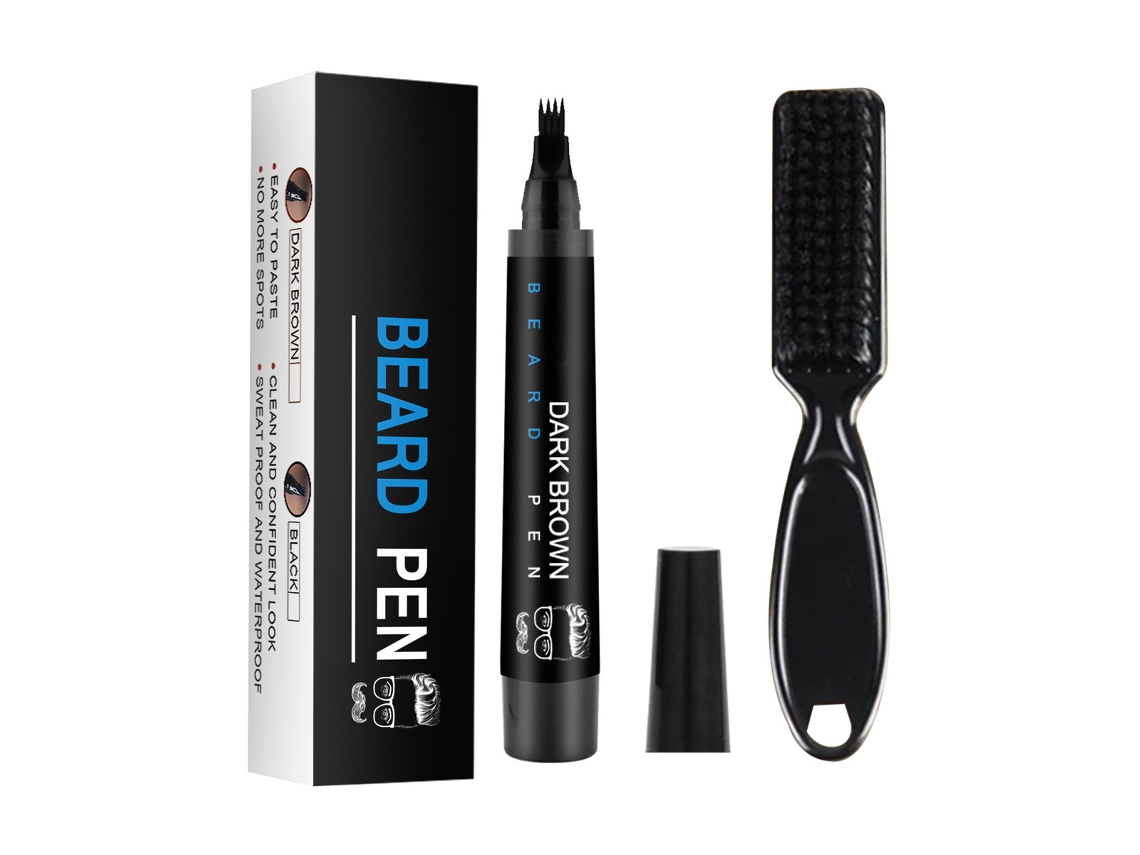 Lápis De Barba Fácil De Usar Para Homens, Preenchedor De Barba Com 4 Pontas Bifurcadas E Pincel, Kit De Cuidados Pessoais Com Aparência Natural E Resi