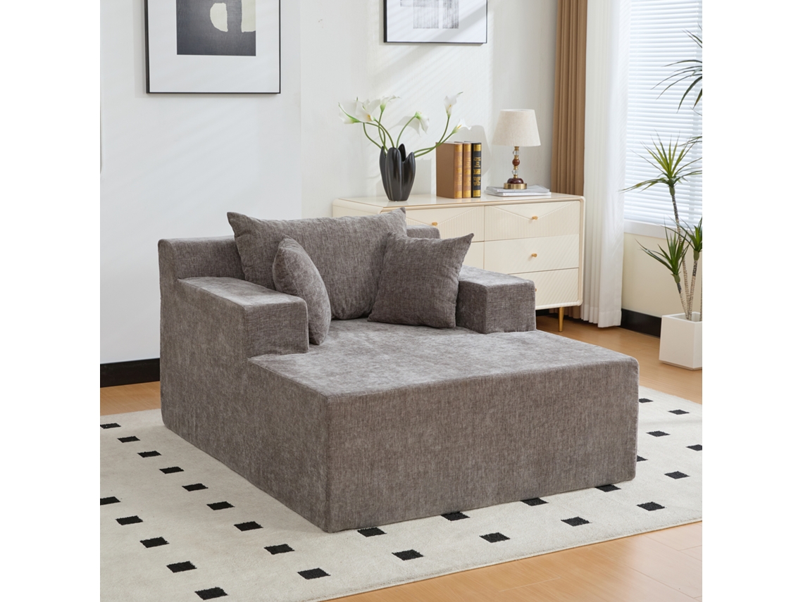 Sofá Modular, Em Chenille, Antiderrapante, Para Sala De Estar, Cinza