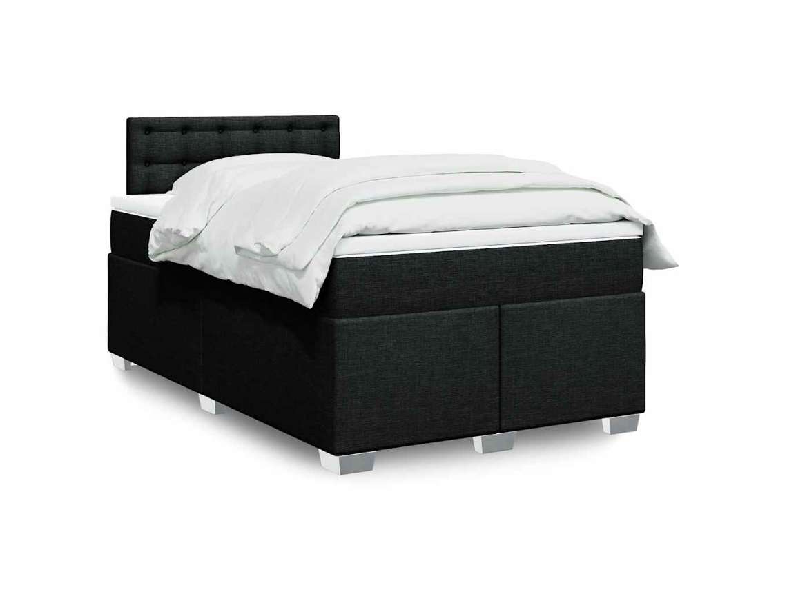 Vidaxl Cama Boxspring Com Colchão 120x190 Cm Tecido Preto