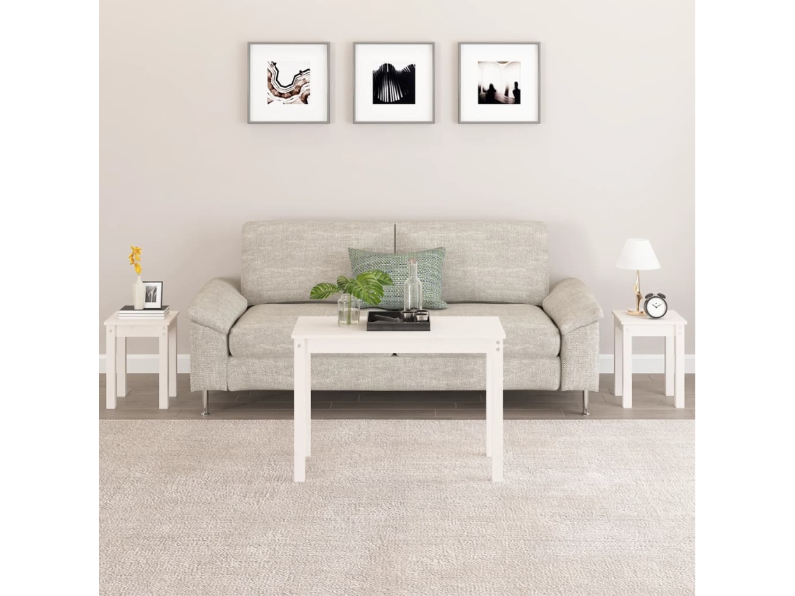 Vidaxl Mesas De Encastrar 3 Pcs Madeira De Pinho Maciça Branco