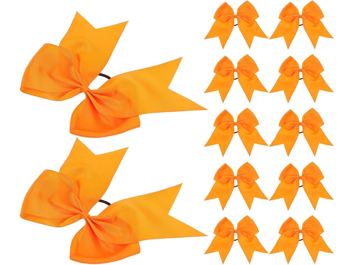 Conjunto De 12 Laços De Cabelo Elásticos De Tecido Laranja De 20 Cm (8 Polegadas)