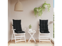 Vidaxl Almofadões Cadeira Encosto Alto 2pcs Tecido Oxford Xadrez Preto