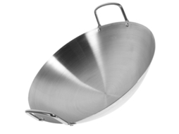 Wok de aço inoxidável, wok de fundo redondo, frigideira grande, frigideira para refogar com grande capacidade