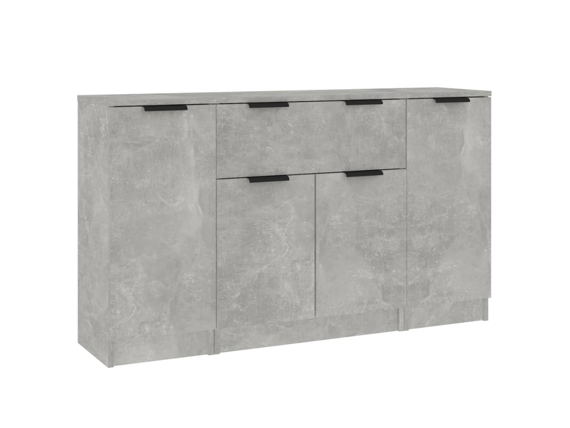 Conjunto 3 Aparadores VIDAXL derivados de madeira cinzento cimento