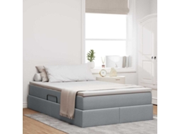 Vidaxl Cama Com Arrumação E Colchão Cinzento-claro 120 X 200 Cm