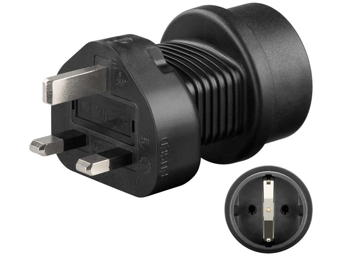 Adaptador De Viagem Europa Para Reino Unido, Preto