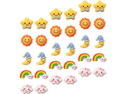 Alfinetes decorativos Ibasenice com desenhos Lua, estrela e nuvem, 30 peças coloridas de resina para fixar mensagens.