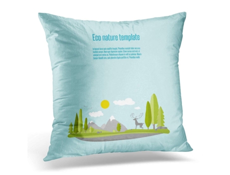 Fronha de Almofada ECZJNT Green Tree Mountain Peaks White Clouds Sun Deer Forest Blue Alps (50x50 cm)