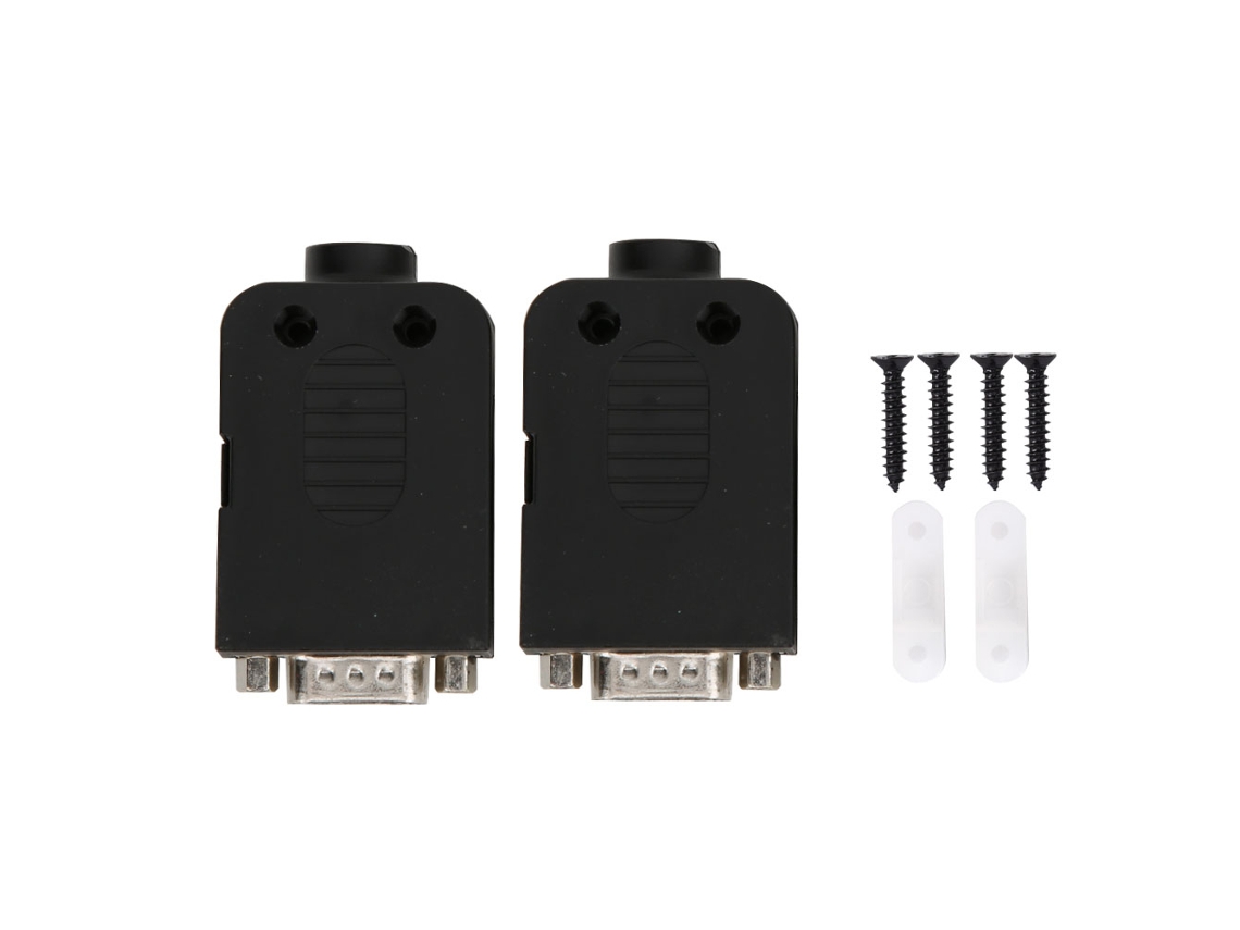 Kit 2 Conectores Terminais DB9 macho com capa preta para módulo de sinal | S/MARCA