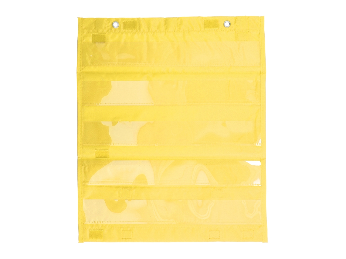 Quadro de Bolsos Magnéticos ATS para Estudantes, 5 Fileiras de Bolsos Transparentes para Horários e Atividades Escolares, Amarelo