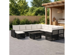 Vidaxl Conjunto De Sofá De Jardim 12 Unid. Preto E Branco Creme