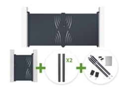 Kit Portaoo Batente Veleta 3 X 1,40 M Cinza Com Portaoo Social 1 X 1,40 M + 4 Postes + Motor Ranger B150