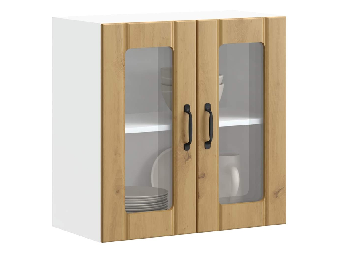 Vidaxl Armário De Parede Cozinha Porta Vidro Lucca Carvalho Artesanal