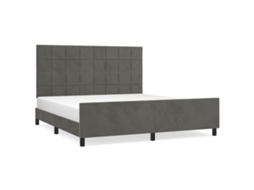 Estrutura de Cama com Cabeceira 180x200 Cm Veludo Cinzento Escuro MAISON EXCLUSIVE