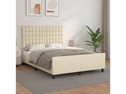 Bed Frame With Headboard, Bed Frames With Headboards Vidaxl Creme Couro Artificial (140 X 190 Cm)