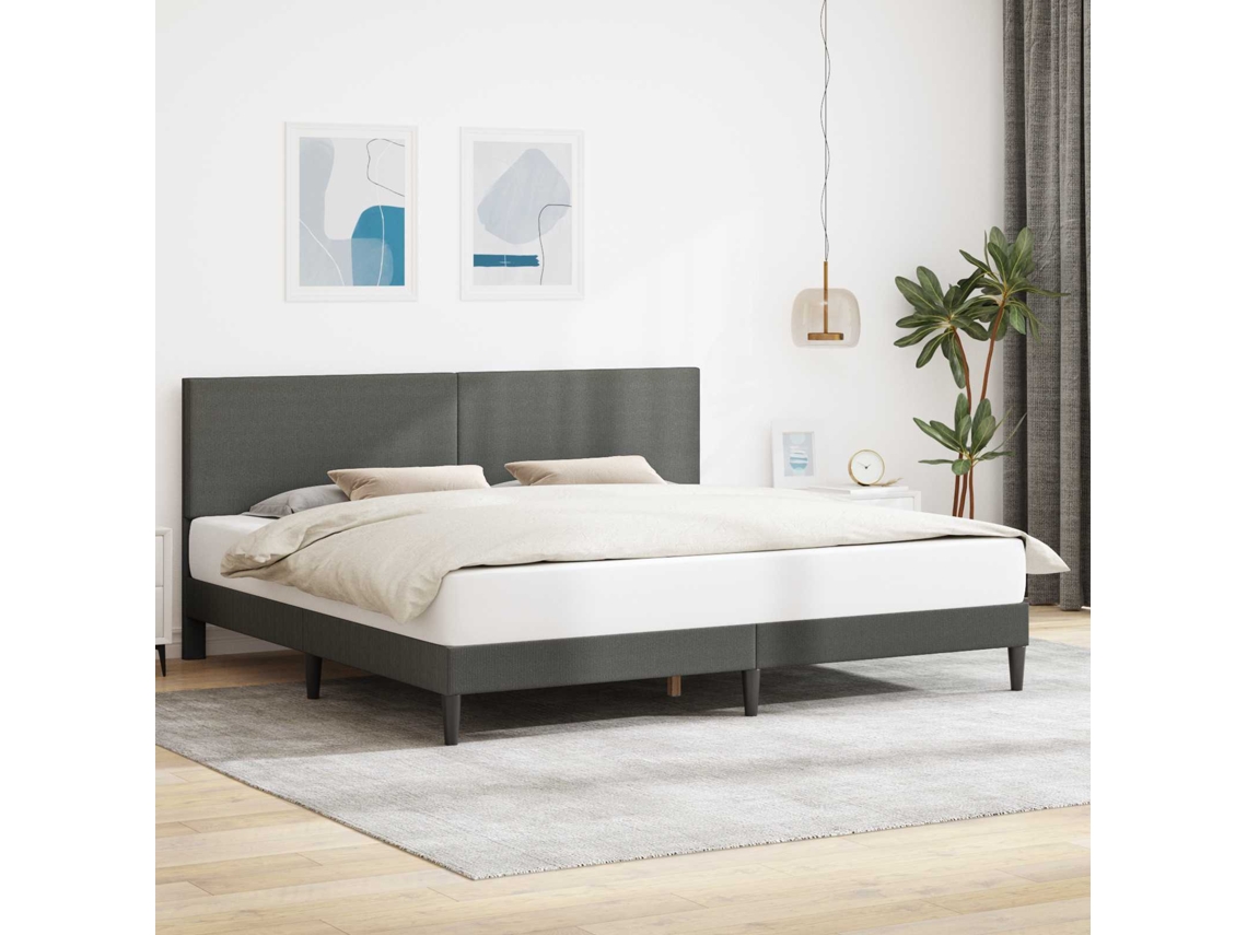 Vidaxl Estrutura Da Cama Com Cabeceira Cinzento-escuro 180 X 200 Cm