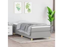 Cama Com Molas/colchão 100x200 Cm Tecido Cinzento-claro