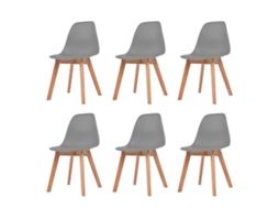 Vidaxl Cadeiras De Jantar 6 Pcs Plástico Cinzento