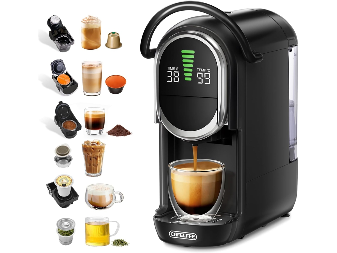 Cafeteira de Cápsulas CAFELFFE Mk 609s 6 em 1, 20 Bar, 7 Configurações de Água e Função de Preparação Quente/frio, Compatível com Cápsulas Ns/dg/ese/k