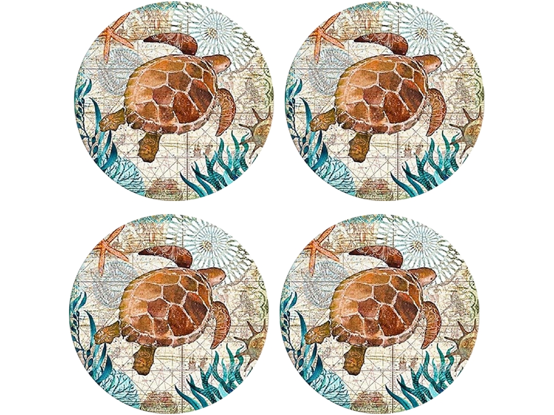 Apoios de Copo de Pedra com Suporte Base de Cortiça com Tema de Praia Tropical para Presentes de Casa Nova NEVEANCE