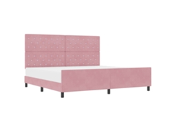 Cama Box com Cabeceira Rosa 200 X 200 Cm Veludo MAISON EXCLUSIVE
