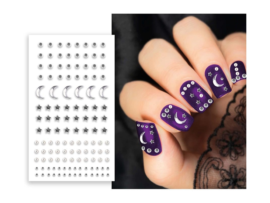 Adesivos prateados para unhas