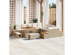 Vidaxl Conjunto De Sofá De Jardim 13 Pcs Bege Rattan Sintético