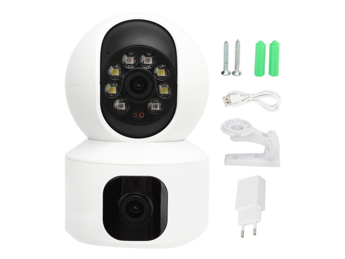 Câmara De Segurança Inteligente 360 Graus Hd 1080p Wifi Visão Noturna Para Lar E Escritório Com Plug Ue 100‑240v