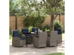 Vidaxl Conjunto De Jantar Para Jardim 7 Unid. Cinzeto Rattan Sintético