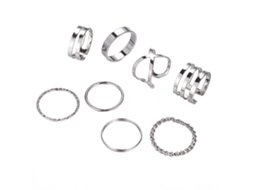 Anéis De Liga Presente Decoração 8pcs Conjunto Elegante Feminino Prata