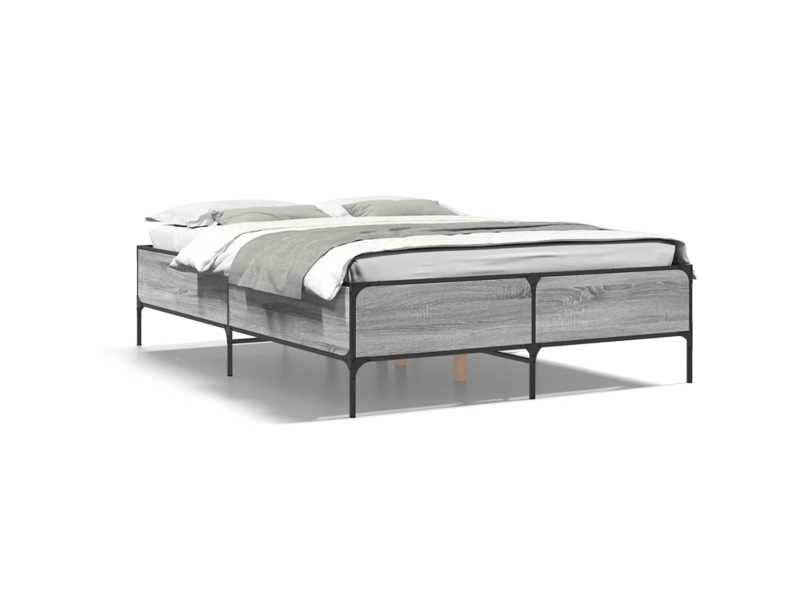 Bed Frame, Bed Frames Vidaxl Cinzeto Madeira Processada (120 X 190 Cm)