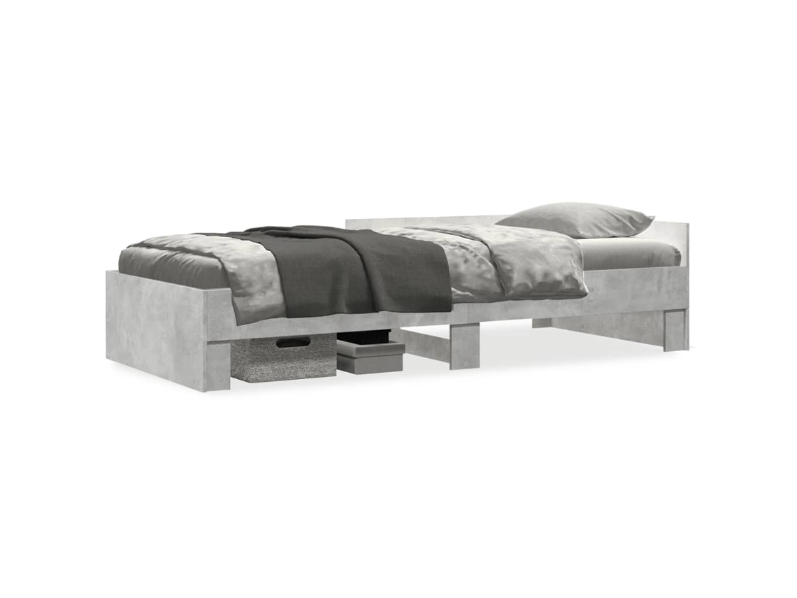 Estrutura de Cama MAISON EXCLUSIVE Derivados de Madeira Cinza Cimento (90x190 cm)