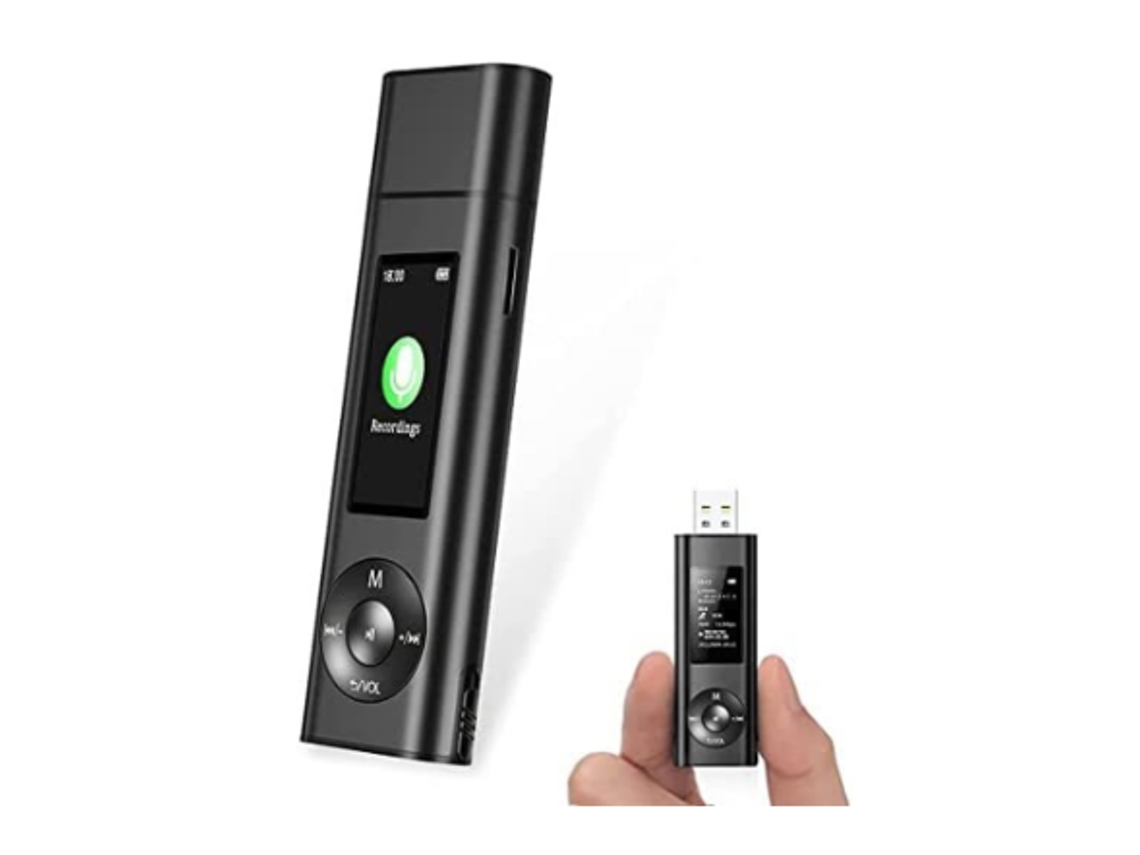 Gravador De Voz Digital 16gb Mini Voz Ativado Para Palestras Reuniões Aula Com Reprodução Tela Lcd Usb Mp3 Compatível Com Smart Phonepreto Yizhood