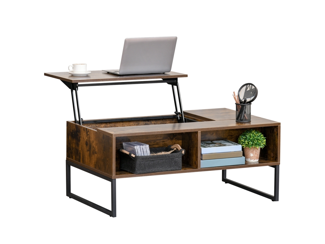 Mesa De Centro, Mesa De Sala De Estar, Mesa De Centro Com Tampo Ajustável Em Altura, Aglomerado, Marrom, 100 X 60 X 44 Cm Sini Tech Store