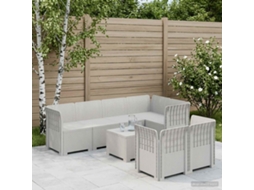 Vidaxl Sofá De Jardim Para 7 Pessoas Com Aparência De Rattan Pp Branco