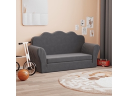 Vidaxl Sofá-cama Infantil De 2 Lugares Pelúcia Macia Antracite