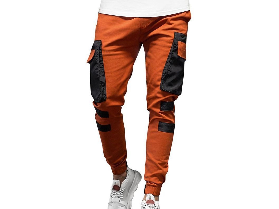 2026 pantalones Cargo Casual para Hombre Jogging Joggers Combate Tracksuit Bottoms Pmv M Naranja