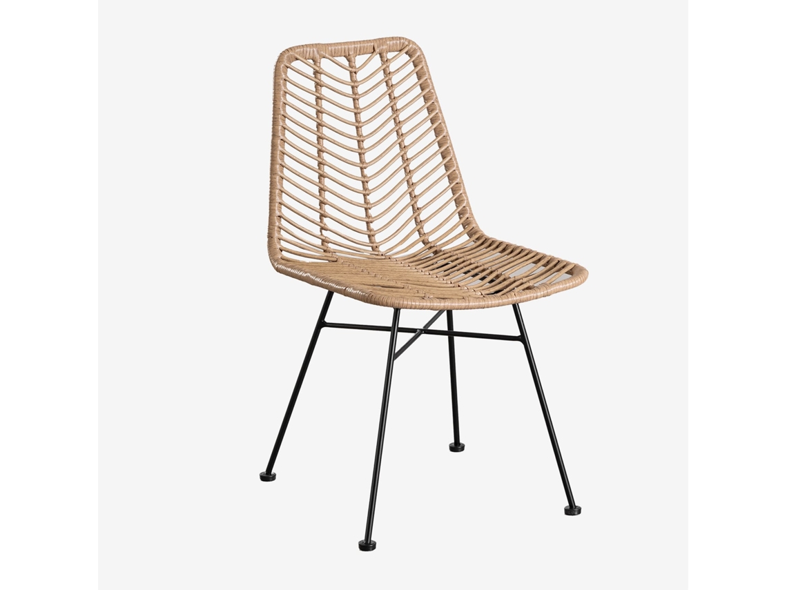 Sklum Cadeira De Jardim Em Rattan Sintético Gouda Natural Ratán Pe Natural   Negro   Sem Almofada