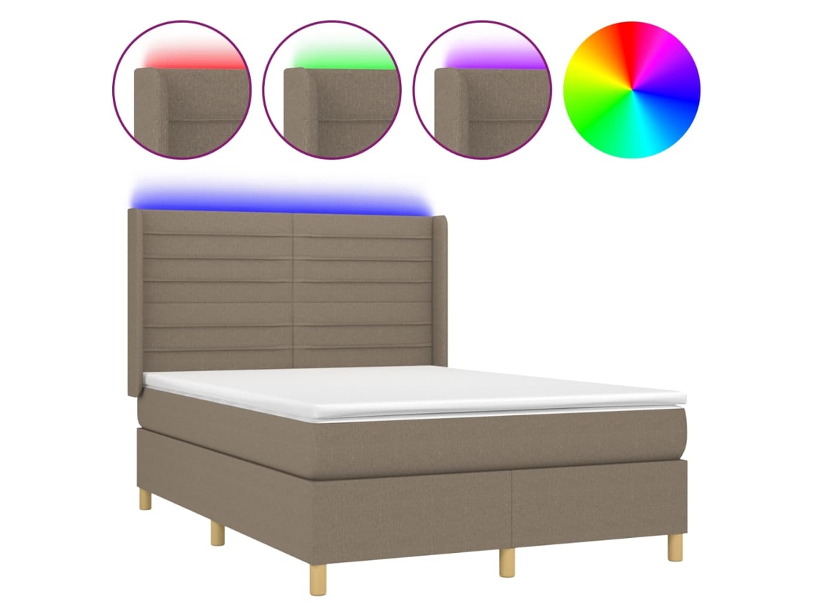 Box Spring Bed, Box Spring Beds Vidaxl Cinzento-acastanhado Tecido (140 X 190 Cm)