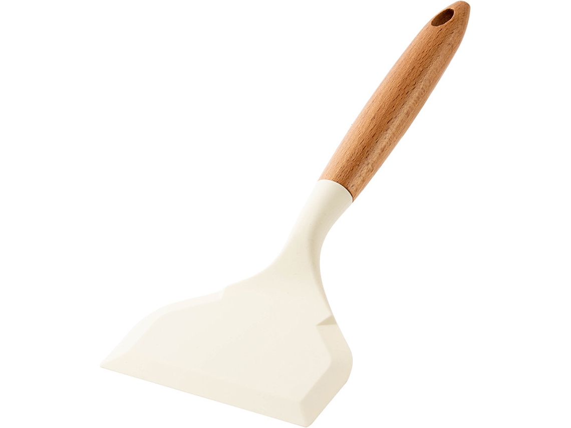 Colher de Silicone e Madeira com Borda Baixa e Espátula Antiaderente MDUG