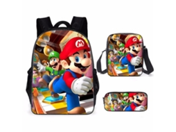 Conjunto De Três Peças De Mochila De Estudante  Mario*