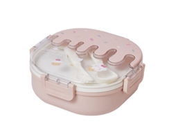 Bento Lunch Box Para Crianças E Adultos 3 Compartimentos De Plástico Bonito Sorvete Lanche Recipientes Com Garfo E Colher Para Escola Trabalho Viagem