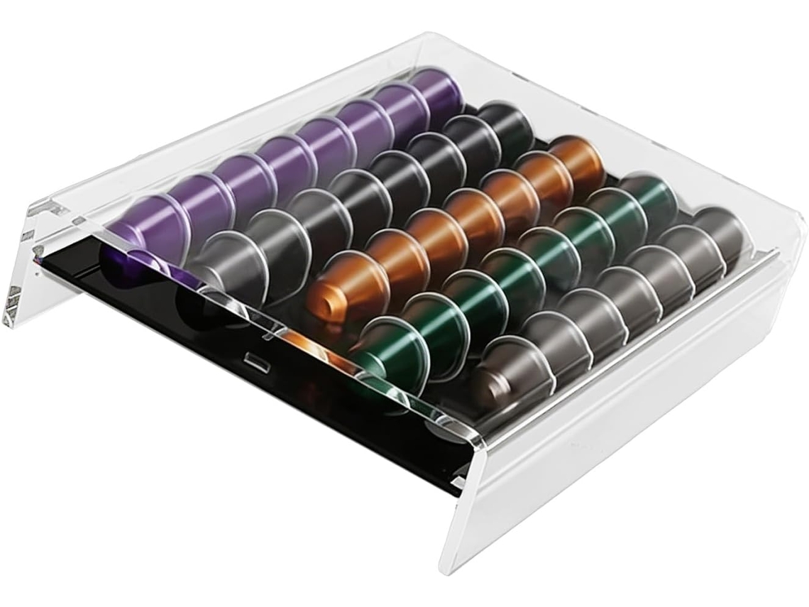 Suporte Compacto Em Abs Para 40 Cápsulas De Café, Fácil De Identificar, Ideal Para Cozinhas E Escritórios