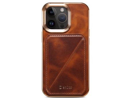 Suporte Casa Galvanizado Para Iphone 12 Pro Max Denior Pele Sintética Com Porta-cartões Castanho